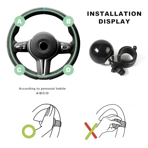 FSTURIOS 8 Ball Steering Wheel Knob Spinner Round Billiard Ball Driving Turning Car Power Handle Grip Knob Universal Steering Wheel Spinner Turning Aid Helper for Most Vehicles - Image 5