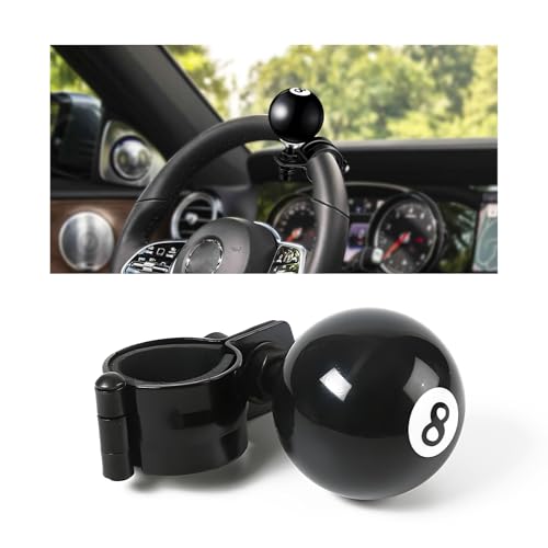 FSTURIOS 8 Ball Steering Wheel Knob Spinner Round Billiard Ball Driving Turning Car Power Handle Grip Knob Universal Steering Wheel Spinner Turning Aid Helper for Most Vehicles - Image 1