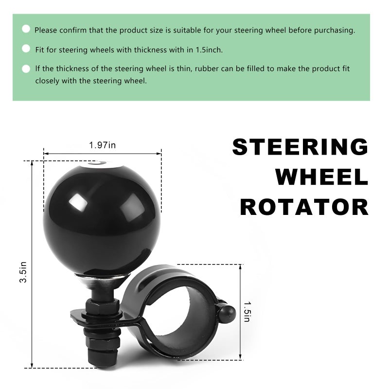 FSTURIOS 8 Ball Steering Wheel Knob Spinner Round Billiard Ball Driving Turning Car Power Handle Grip Knob Universal Steering Wheel Spinner Turning Aid Helper for Most Vehicles - Image 4