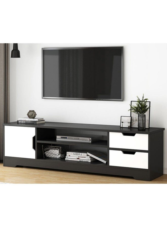 DANUBE HOME خزانة تلفزيون توباز لما يصل إلى 50 بوصة للترفيه التلفزيوني، تصميم عصري لوحدة الحائط، حامل تلفزيون خشبي لغرفة المعيشة وغرفة النوم، رف تلفزيون L 120 × العرض 40 × الارتفاع 42 سم، رمادي داكن/أبيض - Image 1