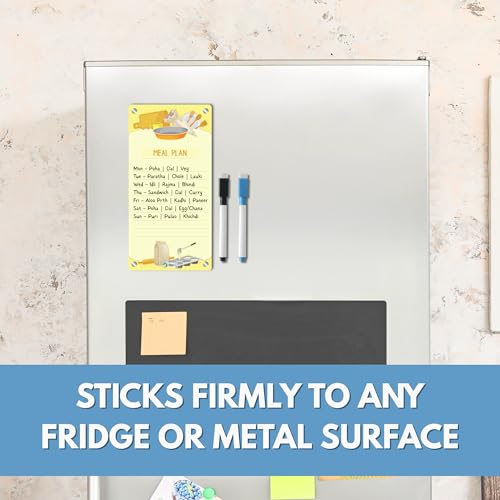 AVATAAR STUDIO Magnetic Acrylic Board for Fridge – 22x11 cm, 3mm Thick, Reusable Dry Erase Board with 2 Non-Toxic Pens – Grocery List, Planner, Kitchen Organizer (Yellow Kitchen “Meal Plan”) - Image 3