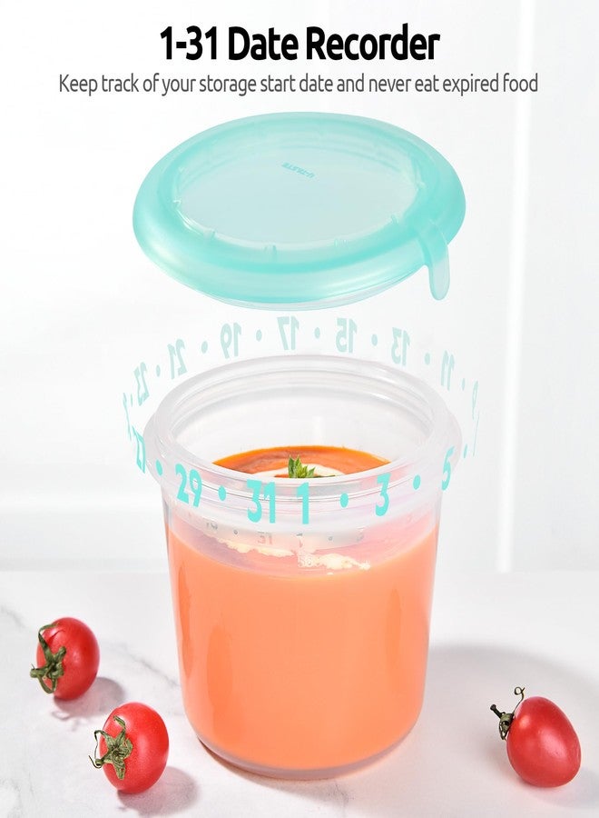 U-Taste Silicone Food Storage Containers Set: Meal Prep Box with Airtight Lid, Freezer & Microwave Safe, Date Marking Circle, Clear cup/oz/ml Measurement for Dry & Wet Deli -2oz/4oz/8oz/16oz, Aqua Sky - Image 5