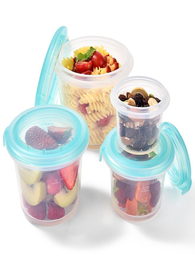 U-Taste Silicone Food Storage Containers Set: Meal Prep Box with Airtight Lid, Freezer & Microwave Safe, Date Marking Circle, Clear cup/oz/ml Measurement for Dry & Wet Deli -2oz/4oz/8oz/16oz, Aqua Sky - Image 1