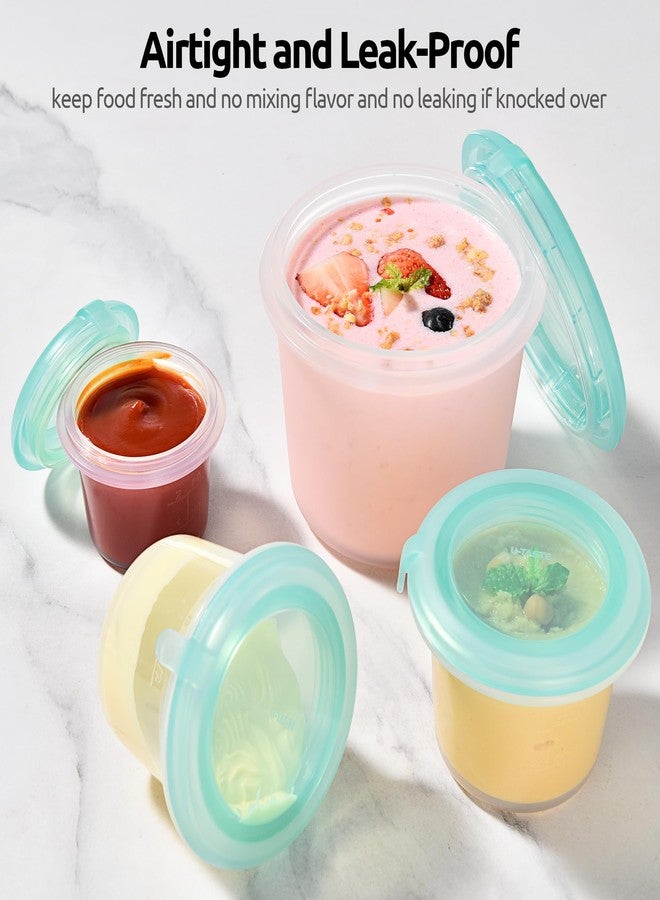 U-Taste Silicone Food Storage Containers Set: Meal Prep Box with Airtight Lid, Freezer & Microwave Safe, Date Marking Circle, Clear cup/oz/ml Measurement for Dry & Wet Deli -2oz/4oz/8oz/16oz, Aqua Sky - Image 4