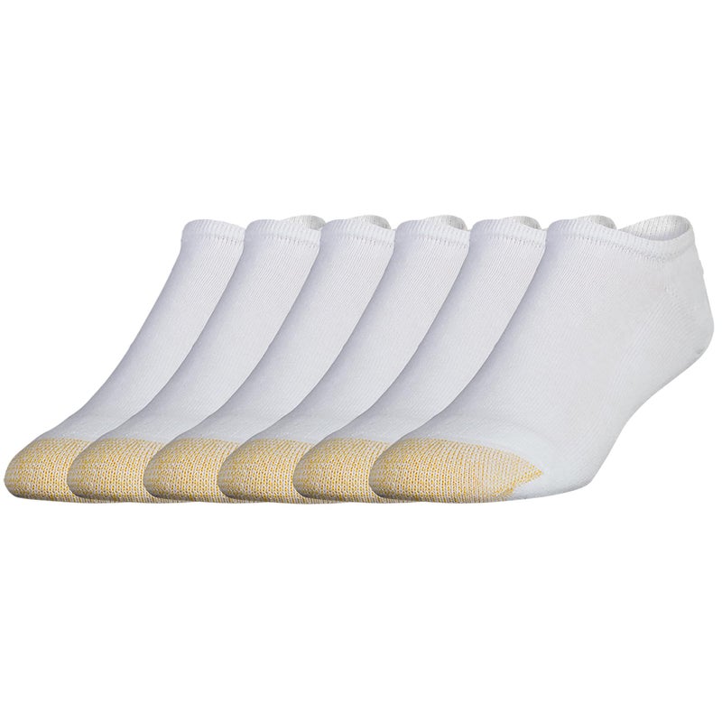 GOLDTOE Men's 656F Cotton No Show Athletic Socks, Multipairs, White (6-Pairs), Large - Image 1