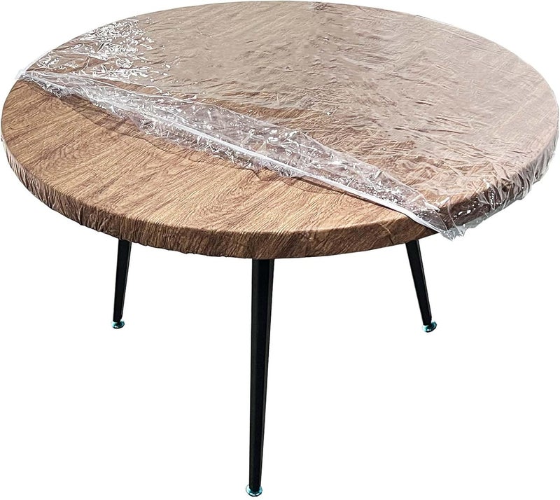 LIBERECOO All need matching options Clear Round Fitted Vinyl Tablecloth - Fits 45-48" Diameter Tables - Heavy Duty Elasticized Table Cover Elastic Edged Plastic Tablecloth Protector General need oriented design - Image 3