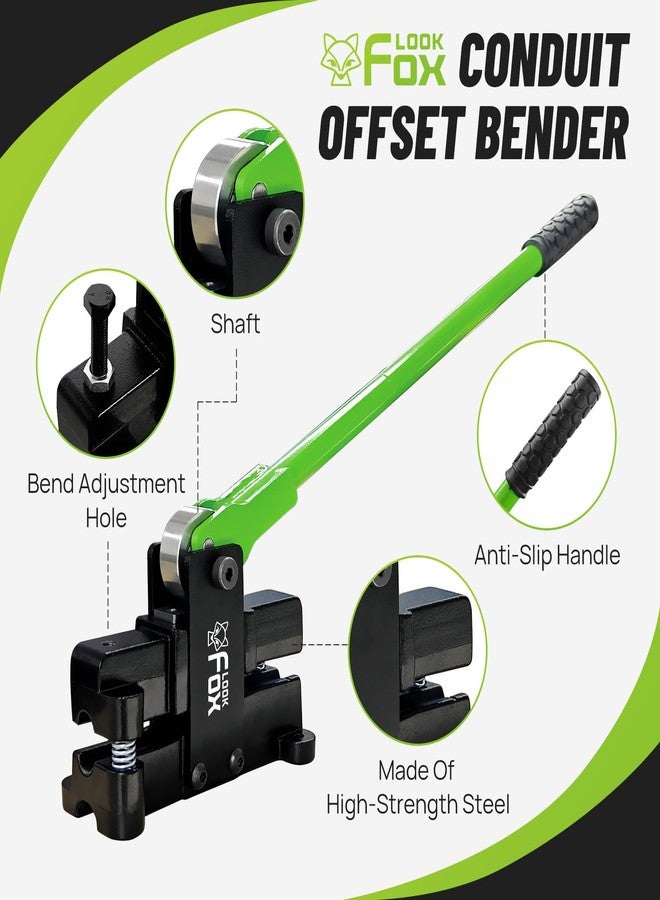 LookFox Conduit Bender, 12~14.3mm（9/16in）- Adjustable Offset for Flexible & Precise Bends, Fits 1/2" EMT Conduit, Sturdy&durable, Ideal for Electrical Work, Green - Image 2