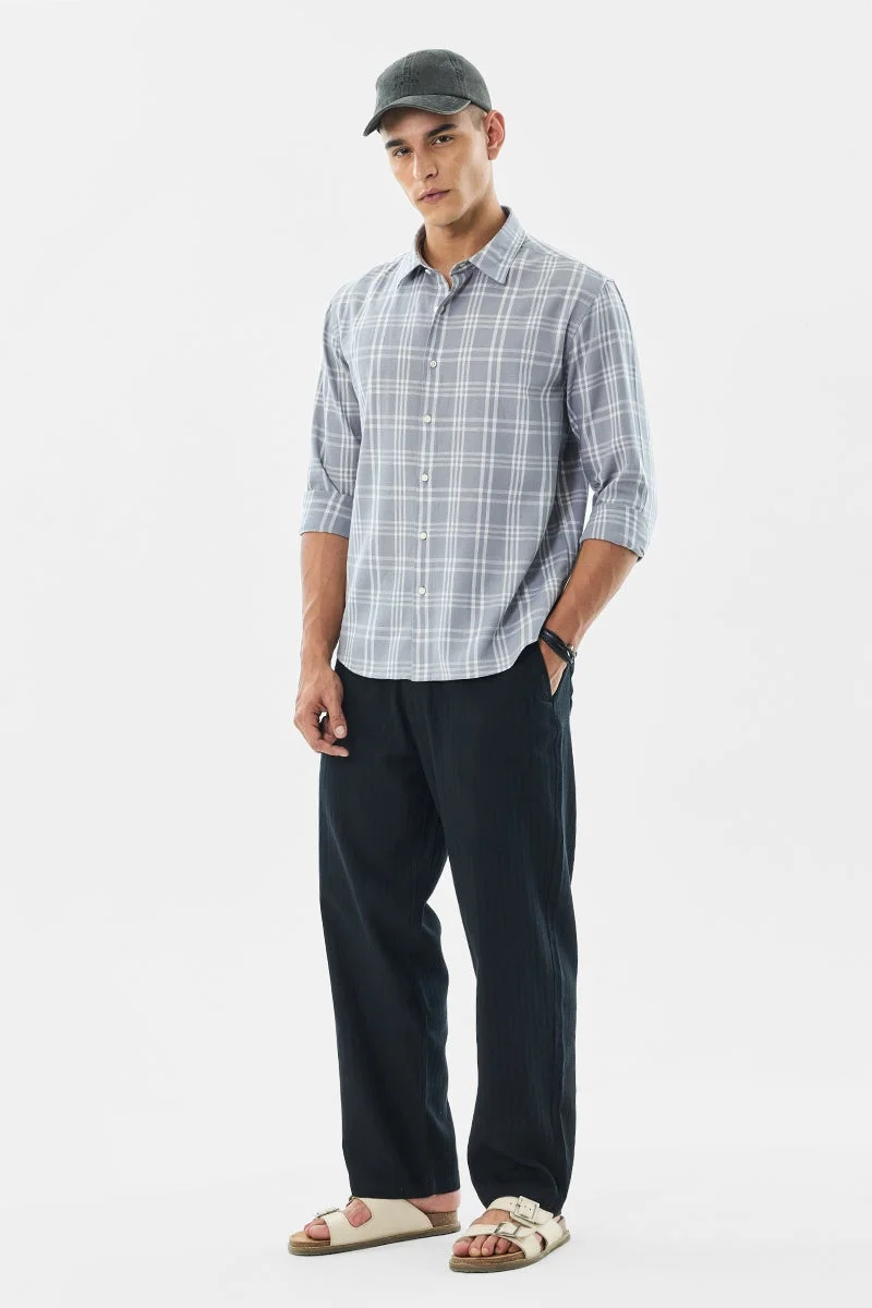 SNITCH Regular Fit Linen Blend Checks Shirt