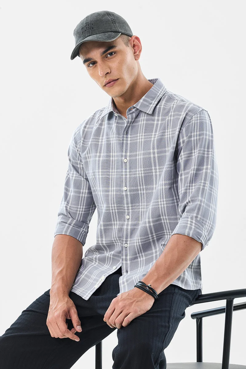SNITCH Regular Fit Linen Blend Checks Shirt
