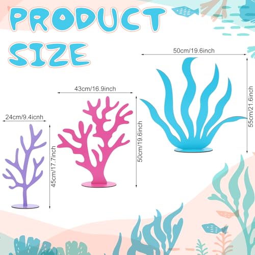 Amyhill 3 Pcs Large Under The Sea Mermaid Wooden Decoration Under The Sea Baby Shower Decorations Mermaid Tail Seashell Starfish Stand Decor Ocean Cutouts for Birthday Party Photography Props - Image 3