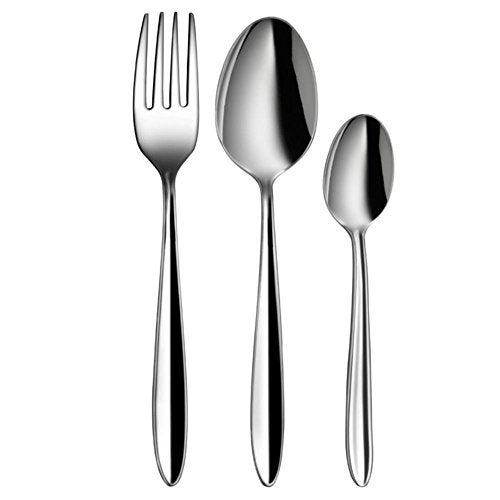 Shri & Sam Stainless Steel Cutlery Set, 18-Pieces, Silver Sigma Border - Image 1