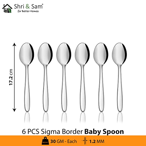 Shri & Sam Stainless Steel Cutlery Set, 18-Pieces, Silver Sigma Border - Image 3