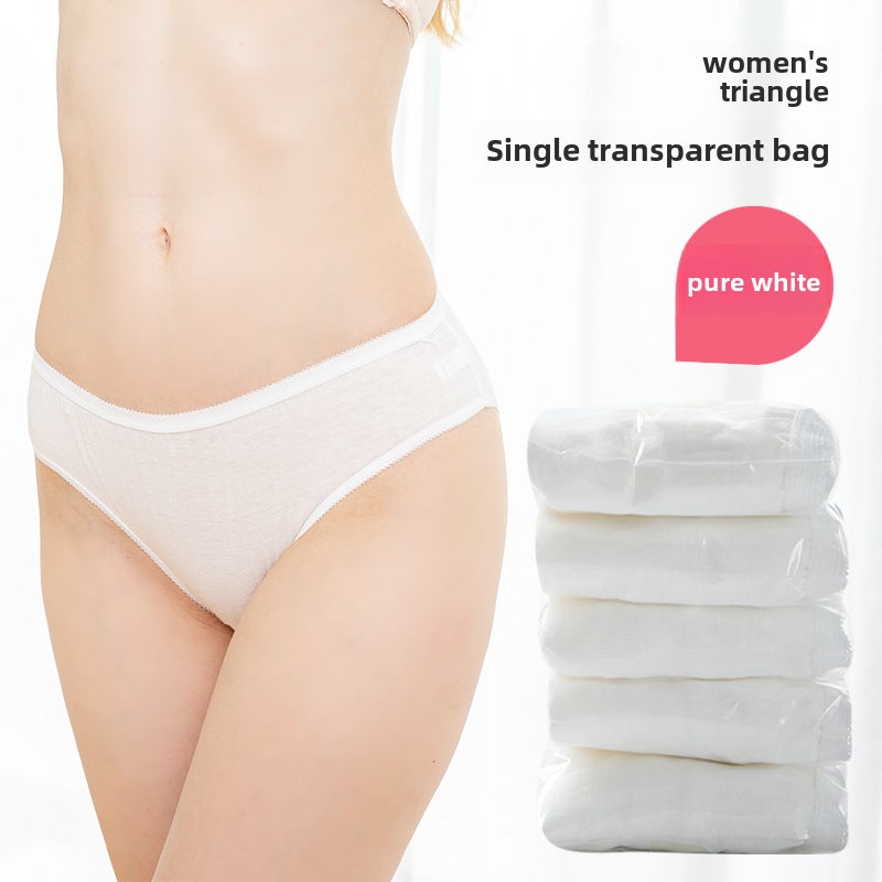 Generic Disposable Pure Cotton Underwear for Travel Women's polyester cotton triangle (transparent bag) 