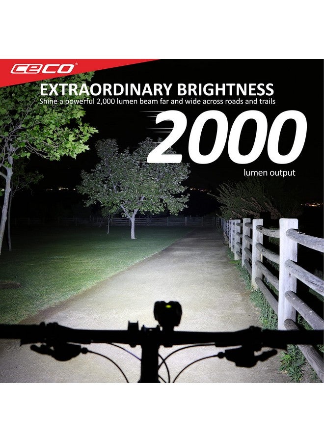 CECO Usa: 2,000 Lumen Usb Rechargeable Bike Light Tough & Durable Ip67 Waterproof & Fl1 Impact Resistant Super Bright F2000 Bicycle Headlight For Commuters, Road Cyclists & Mountain Bikers - Image 4
