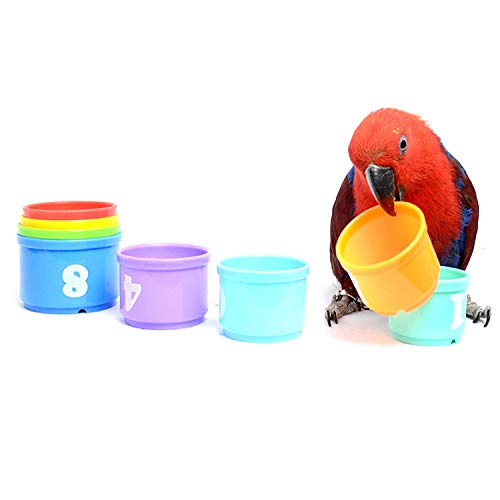 Litewoo Parrot Stacking Cup Toy Parrot Education Colorful Chewing Playing Training Toy for Birds Parakeet Cockatiel Budgie Cockatoo Finch Conures Macaw - Image 1