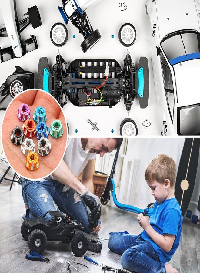 MECCANIXITY Hexagonal Nuts Aluminum M4 RC Wheel Hex Nuts Dustproof Anti-Skid Mount Cap for 1/10 RC Model Car Trucks Off Road Car Upgraded Parts Pack of 4(Blue) - Image 5