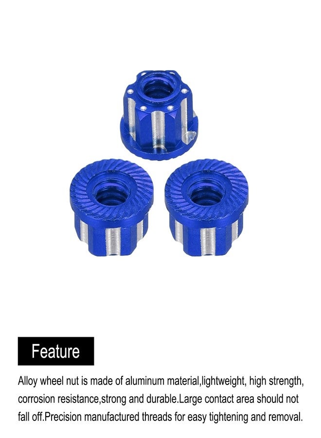 MECCANIXITY Hexagonal Nuts Aluminum M4 RC Wheel Hex Nuts Dustproof Anti-Skid Mount Cap for 1/10 RC Model Car Trucks Off Road Car Upgraded Parts Pack of 4(Blue) - Image 4