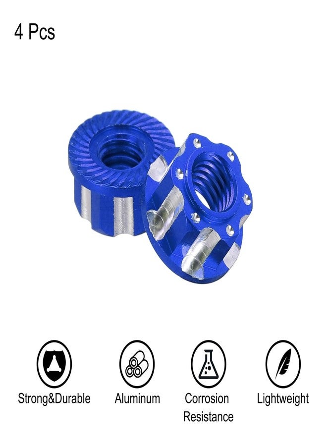 MECCANIXITY Hexagonal Nuts Aluminum M4 RC Wheel Hex Nuts Dustproof Anti-Skid Mount Cap for 1/10 RC Model Car Trucks Off Road Car Upgraded Parts Pack of 4(Blue) - Image 3
