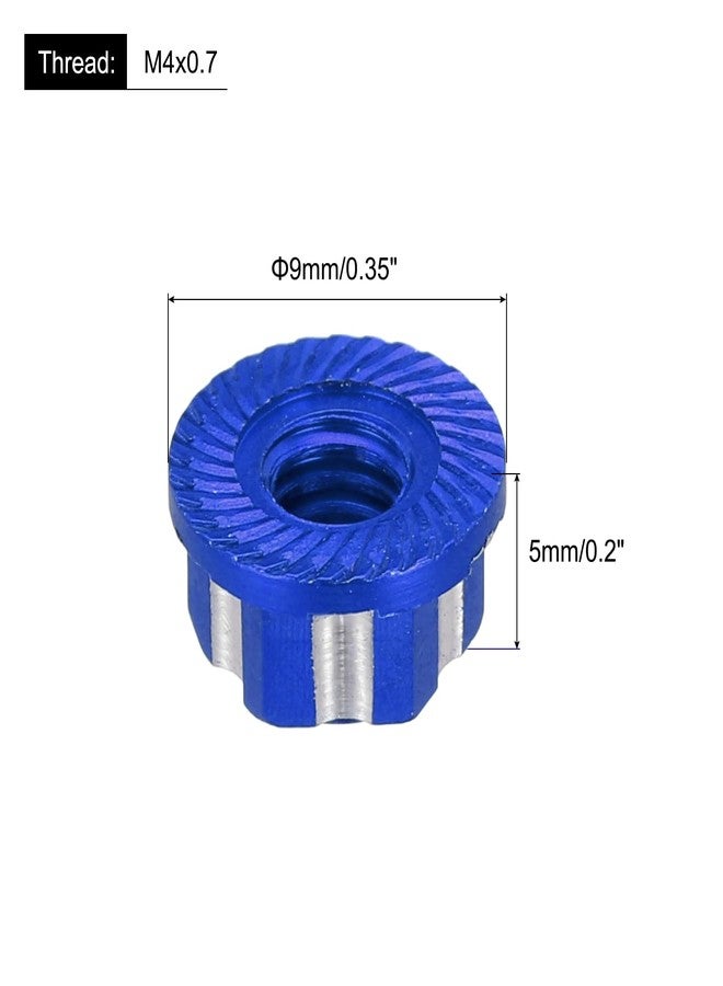 MECCANIXITY Hexagonal Nuts Aluminum M4 RC Wheel Hex Nuts Dustproof Anti-Skid Mount Cap for 1/10 RC Model Car Trucks Off Road Car Upgraded Parts Pack of 4(Blue) - Image 2