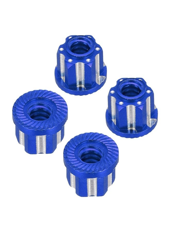 MECCANIXITY Hexagonal Nuts Aluminum M4 RC Wheel Hex Nuts Dustproof Anti-Skid Mount Cap for 1/10 RC Model Car Trucks Off Road Car Upgraded Parts Pack of 4(Blue) - Image 1