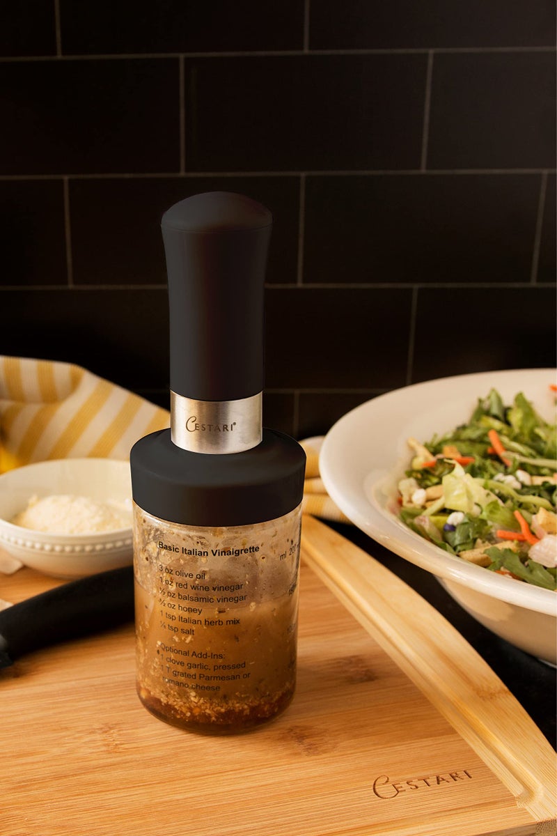 Cestari Glass Salad Dressing Bottle: Premium Borosilicate Salad Dressing Shaker with Mixer Insert • Leak Proof Salad Dressing Blender and Dispenser with Measurements and Recipes • Reusable Vinaigrette Cruet - Image 3