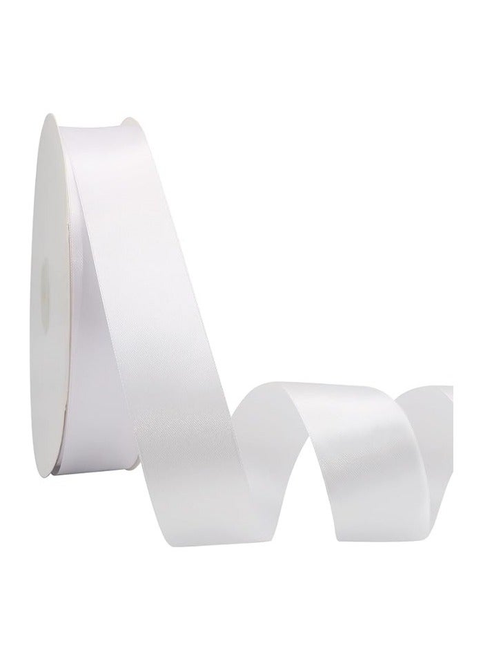 7/8 Inch (22mm) Wide 100 Yards Double-Faced White Satin Ribbon - Perfect for Wedding Decorations, Bouquets & Crafts - Image 1