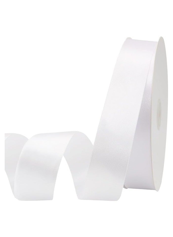 7/8 Inch (22mm) Wide 100 Yards Double-Faced White Satin Ribbon - Perfect for Wedding Decorations, Bouquets & Crafts - Image 2