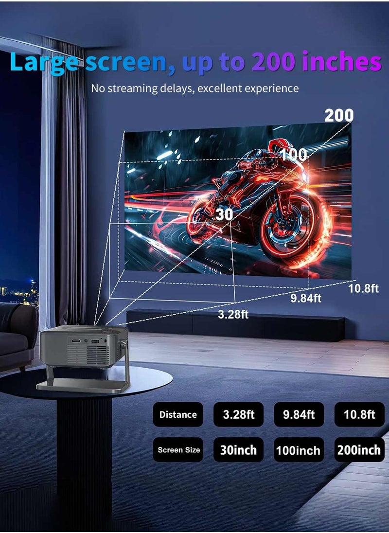 4k Projector, Xnano Android 14000lm Mini Projector Led Portable Smart Dual Wifi 6 Auto Keystone Correction 1080P Native BT 5.2 HI-FI Sound with Adjustable Stand
