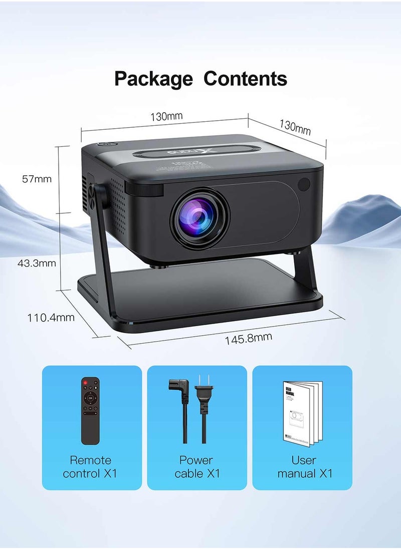 4k Projector, Xnano Android 14000lm Mini Projector Led Portable Smart Dual Wifi 6 Auto Keystone Correction 1080P Native BT 5.2 HI-FI Sound with Adjustable Stand