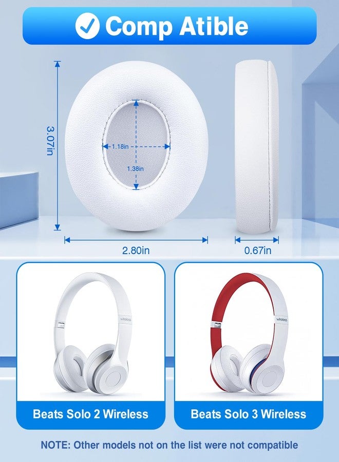 Link Dream Replacement Ear Pads for Beats Solo 2 & 3 - Memory Foam Earpads Cushion Cover for Wireless Headphones (White) - Image 2