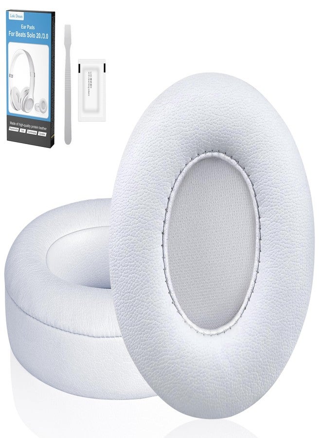 Link Dream Replacement Ear Pads for Beats Solo 2 & 3 - Memory Foam Earpads Cushion Cover for Wireless Headphones (White) - Image 1