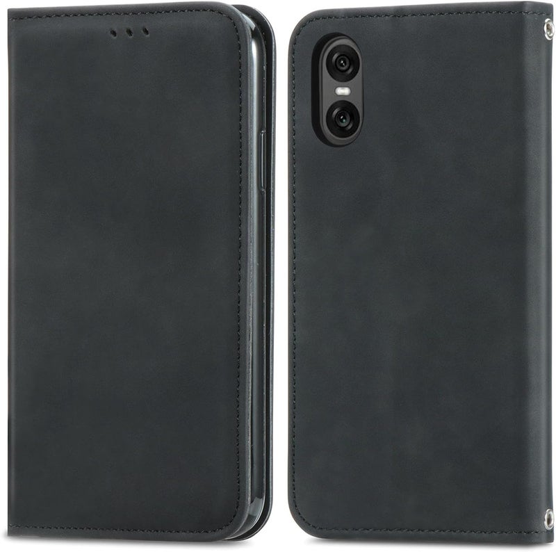 Cracedily Case for Sony Xperia 10 VI Case, Premium Leather Flip Wallet Case with Card Slots and Horizontal Stand Function Magnet Coque Cover Protective Case for Sony Xperia 10 VI, Black - Image 1