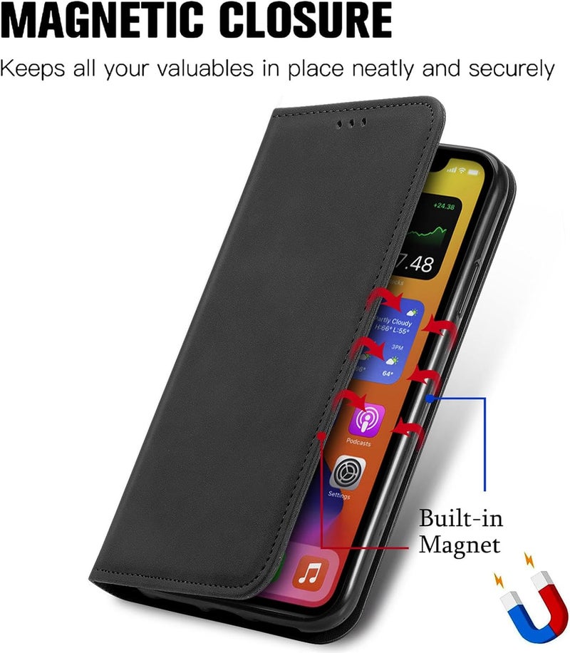 Cracedily Case for Sony Xperia 10 VI Case, Premium Leather Flip Wallet Case with Card Slots and Horizontal Stand Function Magnet Coque Cover Protective Case for Sony Xperia 10 VI, Black - Image 2