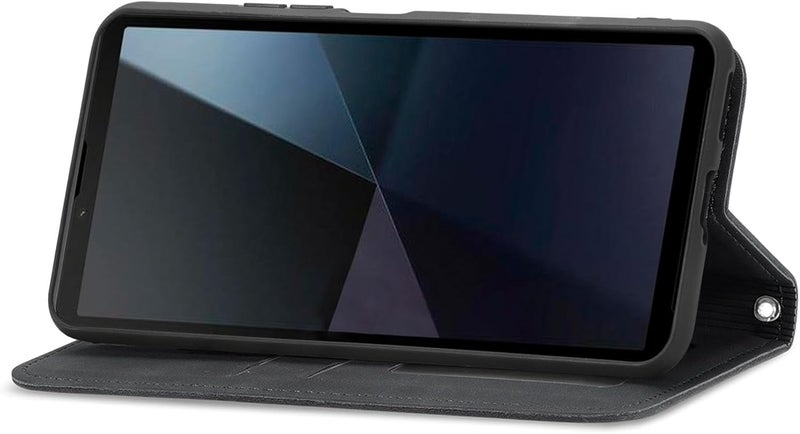 Cracedily Case for Sony Xperia 10 VI Case, Premium Leather Flip Wallet Case with Card Slots and Horizontal Stand Function Magnet Coque Cover Protective Case for Sony Xperia 10 VI, Black - Image 4