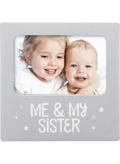 Tiny Ideas Me & My Sister Sentiment Keepsake Frame, Gift for Siblings, Baby Frames, Gray