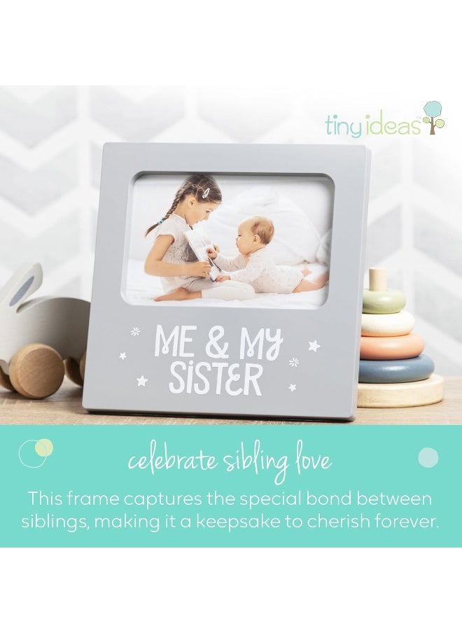 Tiny Ideas Tiny Ideas Me & My Sister Sentiment Keepsake Frame, Gift for Siblings, Baby Frames, Gray  - Image 2