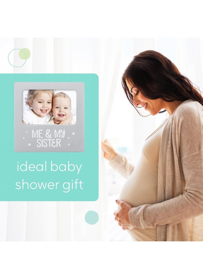 Tiny Ideas Tiny Ideas Me & My Sister Sentiment Keepsake Frame, Gift for Siblings, Baby Frames, Gray  - Image 4