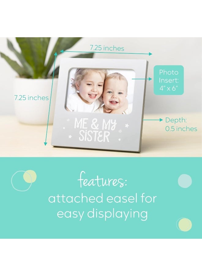 Tiny Ideas Tiny Ideas Me & My Sister Sentiment Keepsake Frame, Gift for Siblings, Baby Frames, Gray  - Image 3