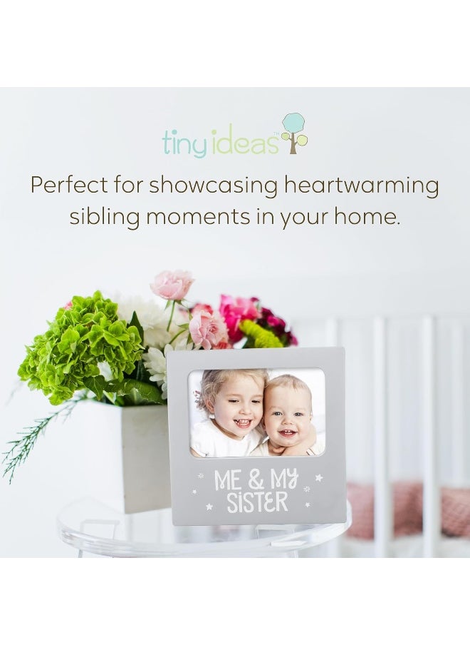 Tiny Ideas - Tiny Ideas Me & My Sister Sentiment Keepsake Frame, Gift for Siblings, Baby Frames, Gray - Image 1