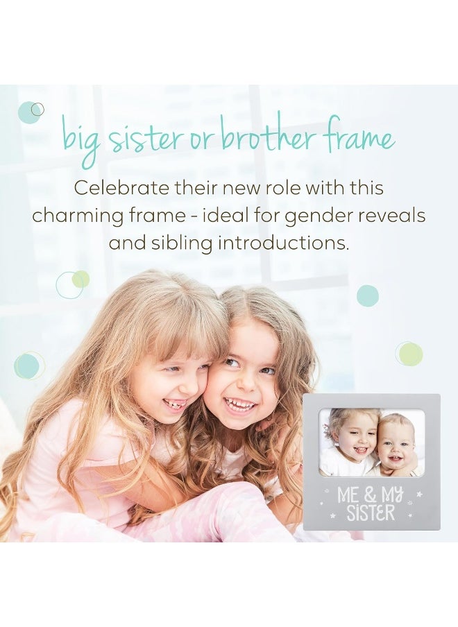 Tiny Ideas Tiny Ideas Me & My Sister Sentiment Keepsake Frame, Gift for Siblings, Baby Frames, Gray  - Image 5