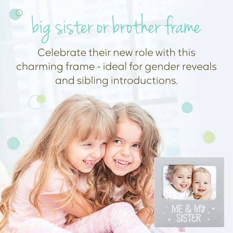 tiny ideas Me and My Sister Picture Frame, Baby Keepsake Frame, Sibling Gifts for Sisters, Brothers, Birthday, Shower, Baptism, Newborn Nursery Decor, 4x6 Photo Insert, Gray - Image 5