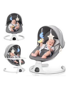 Gonice Portable Electric Bluetooth Baby Electric Rocking Chair With Music, 3 Timer Settings With Tray, Remote Control And Mosquito Net, Style 2, Grey  - Image 1