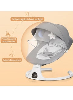 Gonice Portable Electric Bluetooth Baby Electric Rocking Chair With Music, 3 Timer Settings With Tray, Remote Control And Mosquito Net, Style 2, Grey  - Image 3