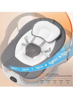 Gonice Portable Electric Bluetooth Baby Electric Rocking Chair With Music, 3 Timer Settings With Tray, Remote Control And Mosquito Net, Style 2, Grey  - Image 5