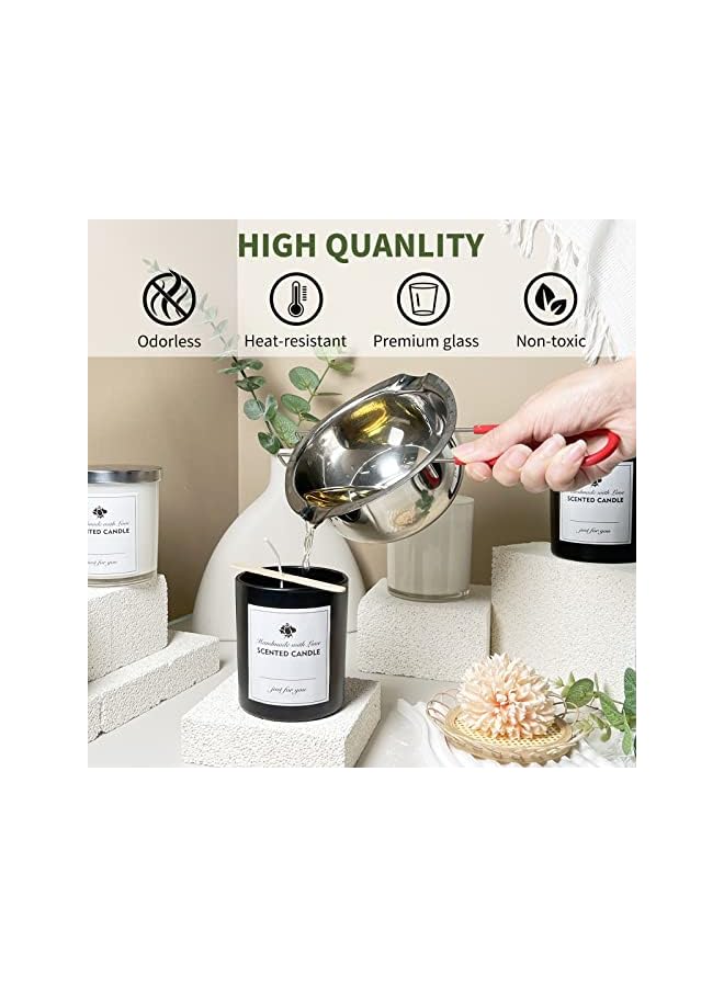 The Bros 12 Pack 10oz Glass Candle Jars with Lids and Sticky Labels, Empty Candle Jars for Making Candles Bulk Containers(Matte Black) - Image 4