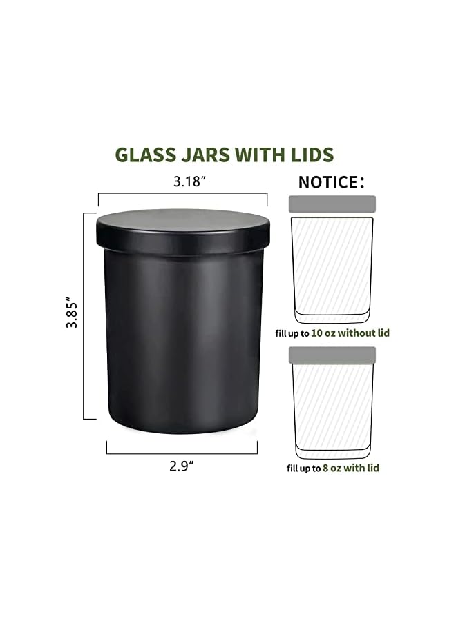 The Bros 12 Pack 10oz Glass Candle Jars with Lids and Sticky Labels, Empty Candle Jars for Making Candles Bulk Containers(Matte Black) - Image 2