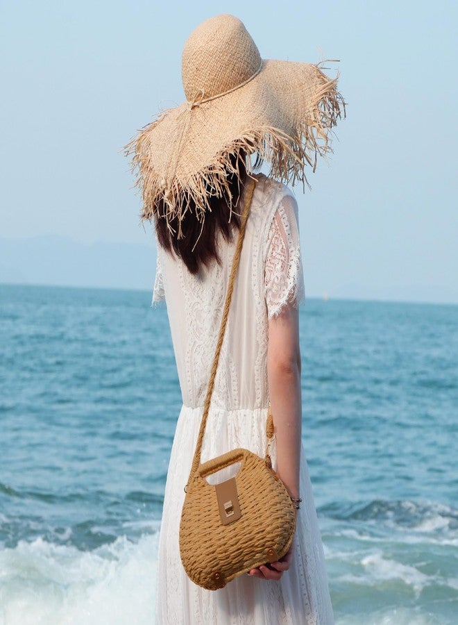 KUANG! Woven Straw Bag with Crossbody Strap Clutch Purses for Women Hand-woven Summer Vacation Beach Tote Clutch Bag - Image 2