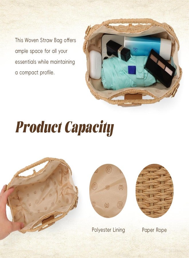 KUANG! Woven Straw Bag with Crossbody Strap Clutch Purses for Women Hand-woven Summer Vacation Beach Tote Clutch Bag - Image 5