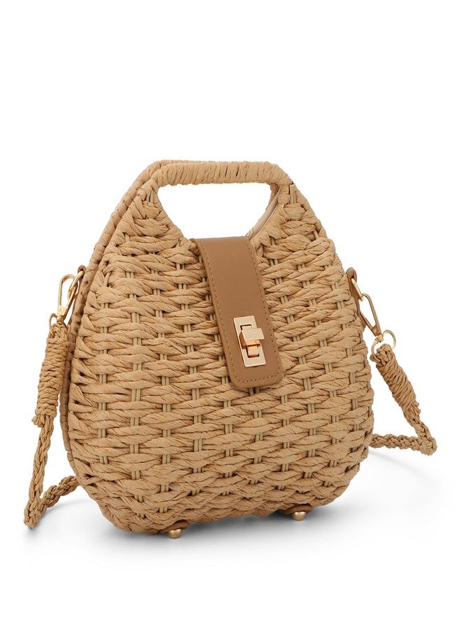 KUANG! Woven Straw Bag with Crossbody Strap Clutch Purses for Women Hand-woven Summer Vacation Beach Tote Clutch Bag - Image 1