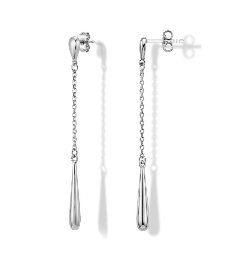 RANEECOCO 925 Sterling Silver Posts | 14K White Gold Plated Teardrop Dangle Earrings for Women | Hypoallergenic Long Chain Dainty Drop Earrings | Trendy Jewelry Gift in Box - Image 1